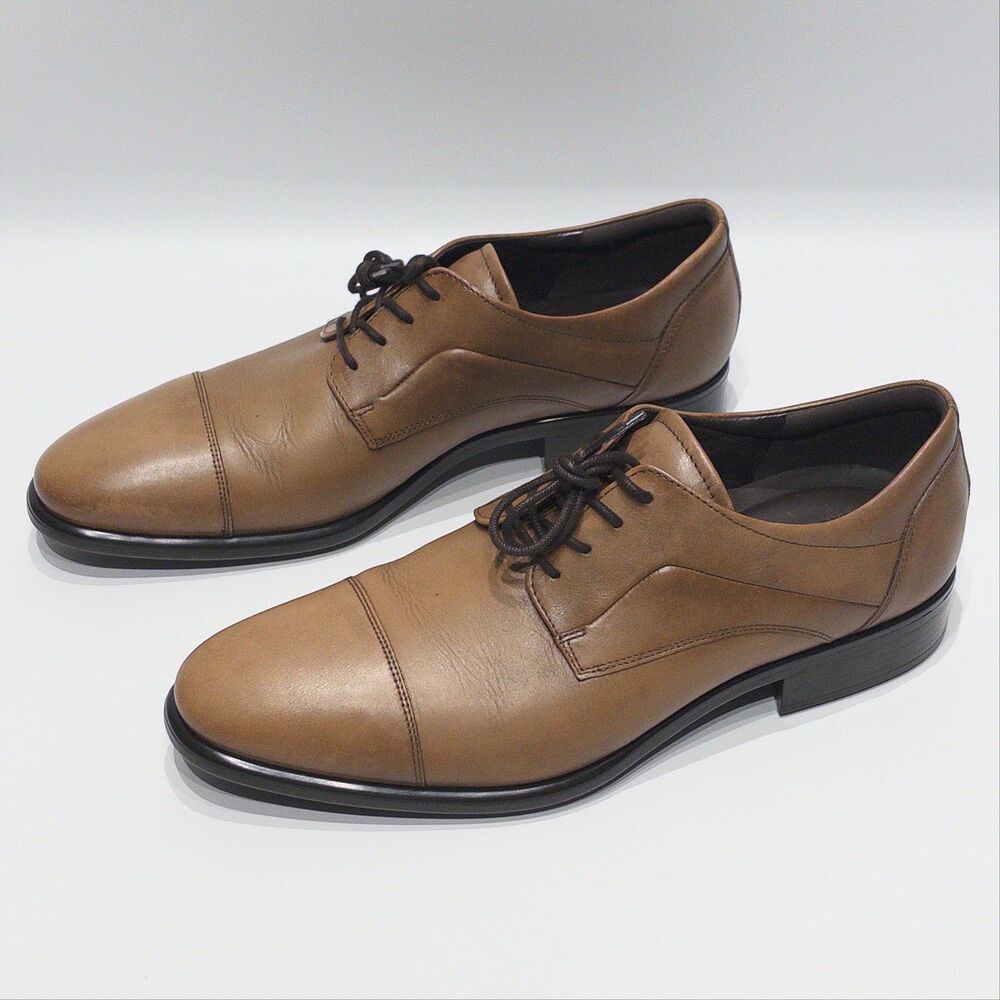 NWOB Ecco City Tray Brown Leather Cap Toe Oxford Derby Shoes Men Size 11 (45EU)